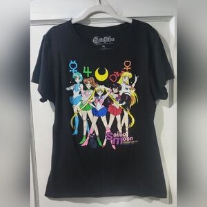 🌷Sailor Moon Black Graphic Tee - Colorful Sailor Scouts Print🌷size:XL